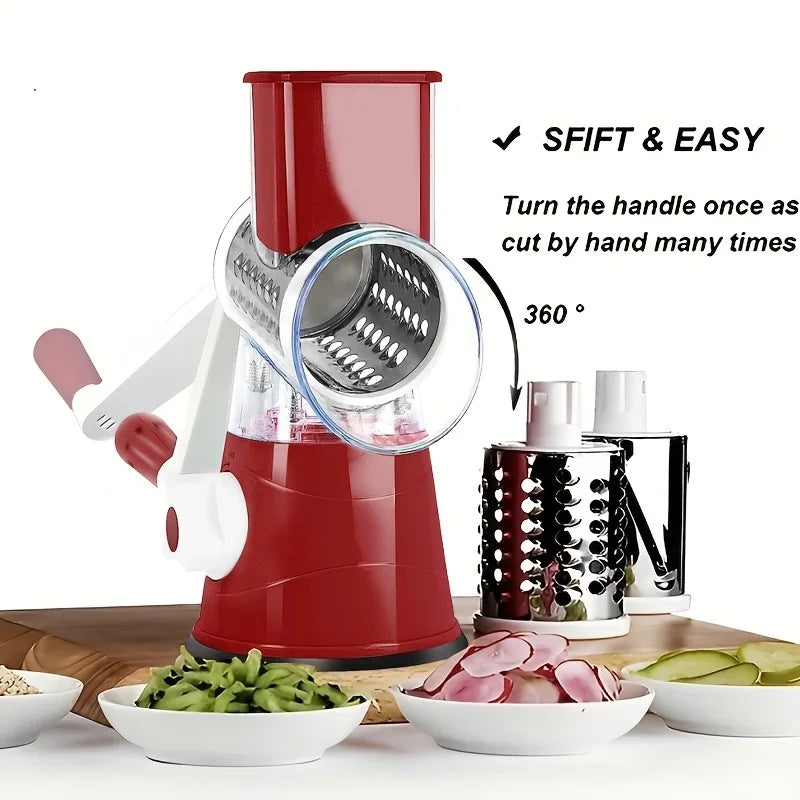 1Pc Portable Manual Vegetable Cutter Slicer Multifunctional round Rotate Mandoline Slicer Potato Cheese Kitchen Gadgets